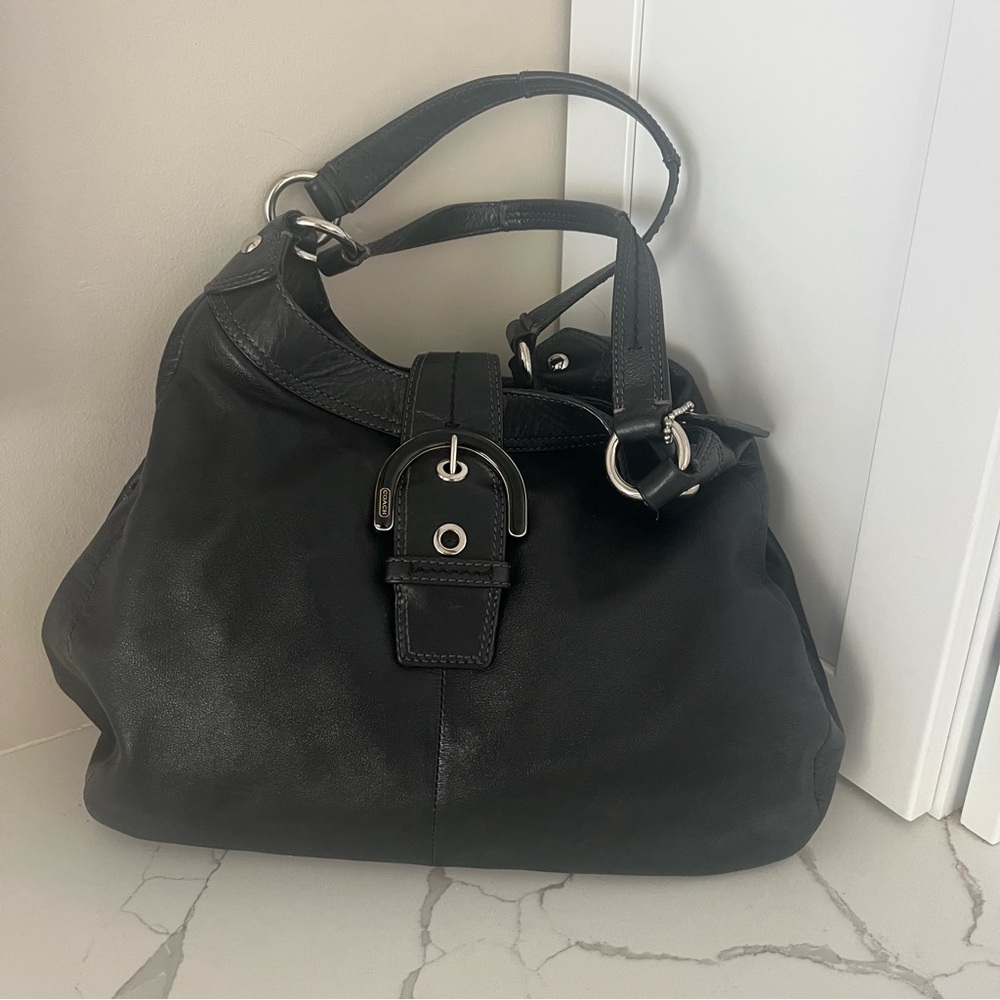 Coach, Vintage Black Leather Hobo Bag Y2K Soho Style Slouchy Shoulder Bag EUC - Picture 5 of 16